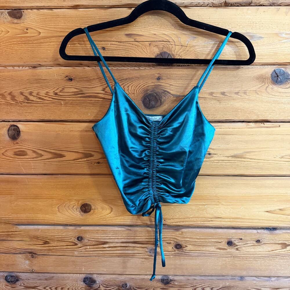 Haley & June Satin Green Crop Top Medium